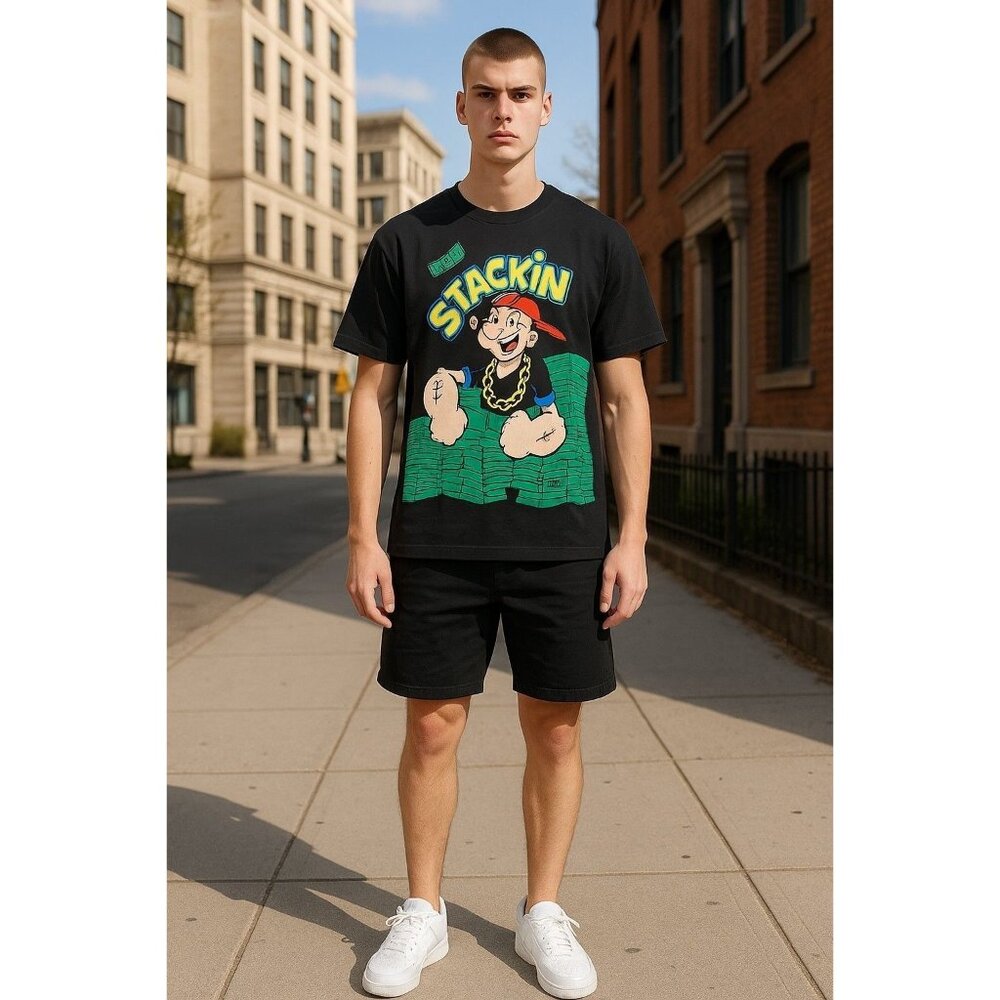 Reason Clothing Men's Popeye "Stackin" Graphic Tee – Size L – NWT